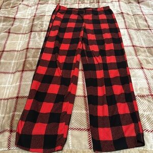 Holiday time red and black flannel pajama bottoms